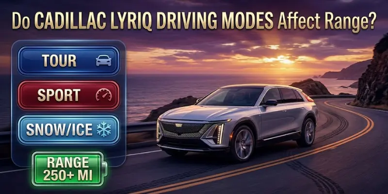 do cadillac lyriq driving modes affect range