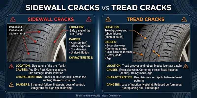 sidewall cracks vs tread cracks